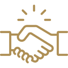 Simple handshake graphic on black background