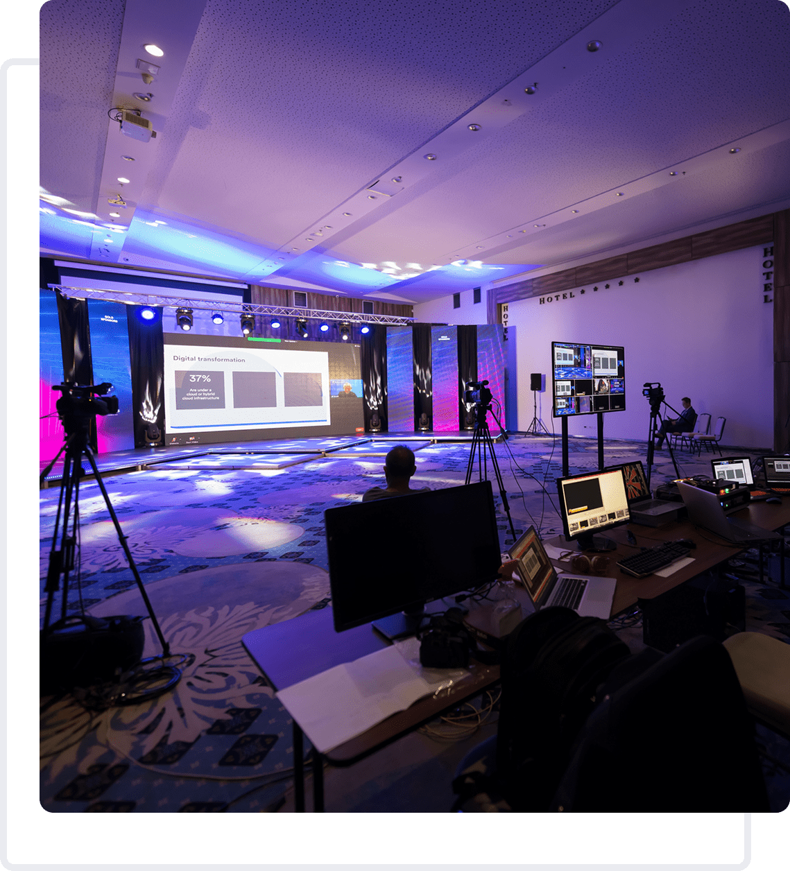 Conference room with presentation setup